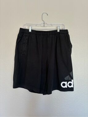 Adidas Black Shorts with White Logo Accent Cotton Blend Men’s XL Athletic Casual